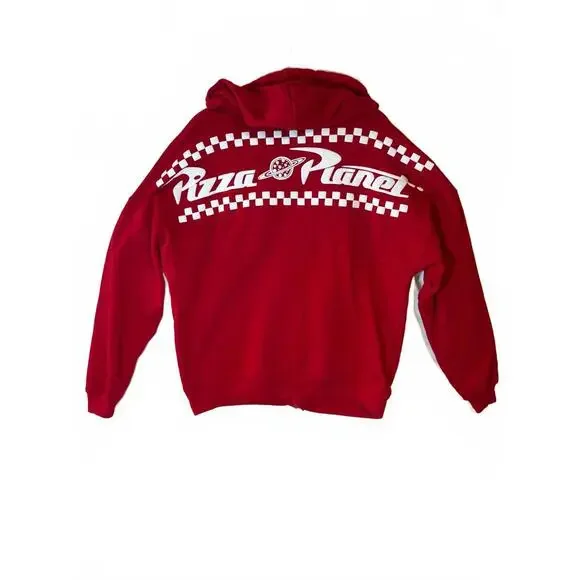 Pizza Planet Disney Parks Hoodie Red White Spirit Jersey Medium M Toy Story - Picture 2 of 6